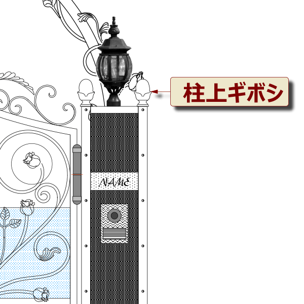 アイアン装飾,擬宝珠,ギボシ,柱トップ