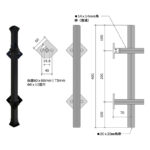 ロートアイアン製縦型ハンドル「ディリ」｜スクエア装飾が印象的な幾何学デザインの取っ手