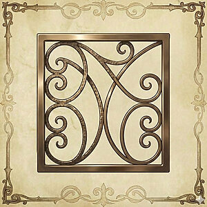アンティーク調フレームのロートアイアン装飾パネル｜スクロール意匠のデザイン例