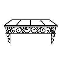 ガラス天板と装飾アイアンが特徴のエントランス庇・キャノピーのベクターアイコン