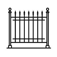 シンプルな縦格子デザインのロートアイアン製直線フェンスのベクターアイコン