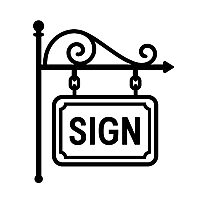 icon-sign お店のロートアイアン製サイン・表札を示す装飾看板アイコン