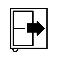 スライド式で開閉するロートアイアン製の引き戸門扉を表現したアイコン